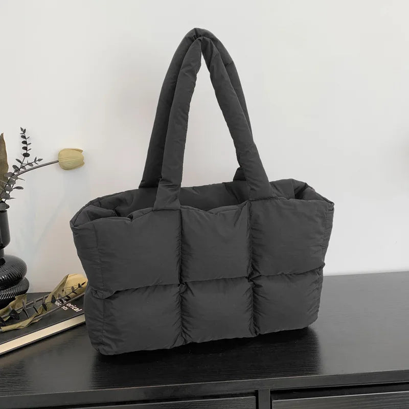 Sac Fourre-Tout Matelassé à Carreaux – Grande Capacité, Imperméable & Style Rétro