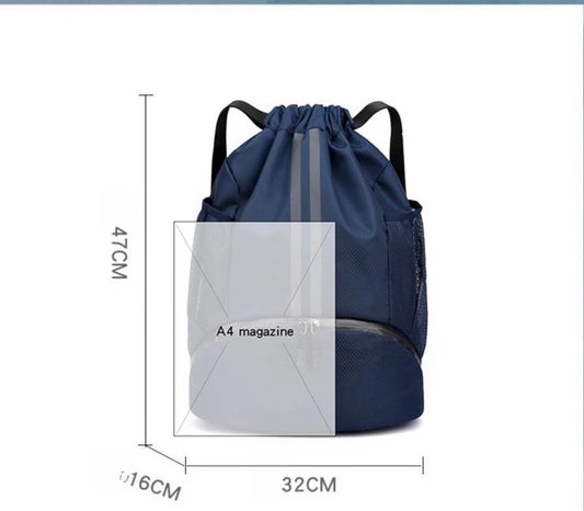 Drawstring Sports Bag - Dry/Wet Separation, Swimming, Basketball & Fitness