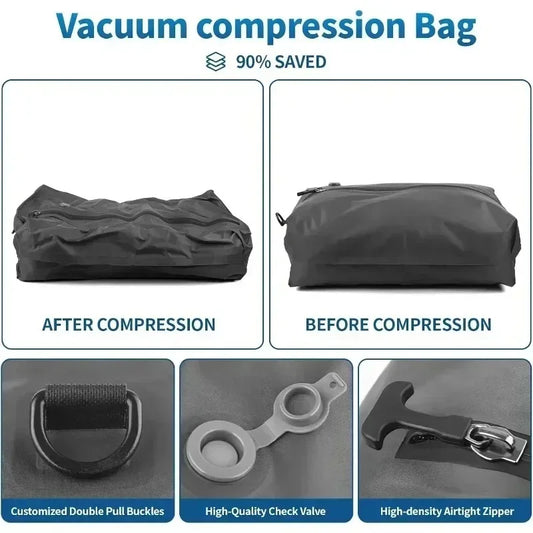 Sac de Compression Sous Vide 17L – Rangement Vêtements & Voyage, Avec ou Sans Pompe