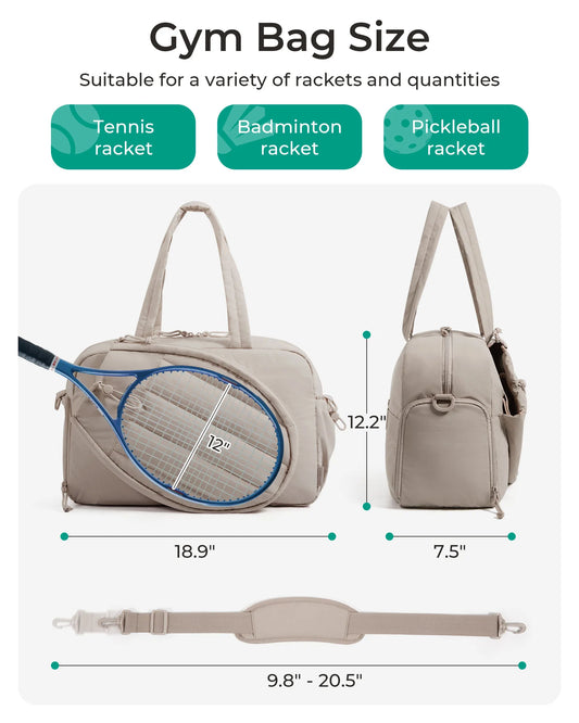 Sac de sport femme 35L – Tennis, Pickleball, Badminton, Gym & Voyage avec compartiment chaussures