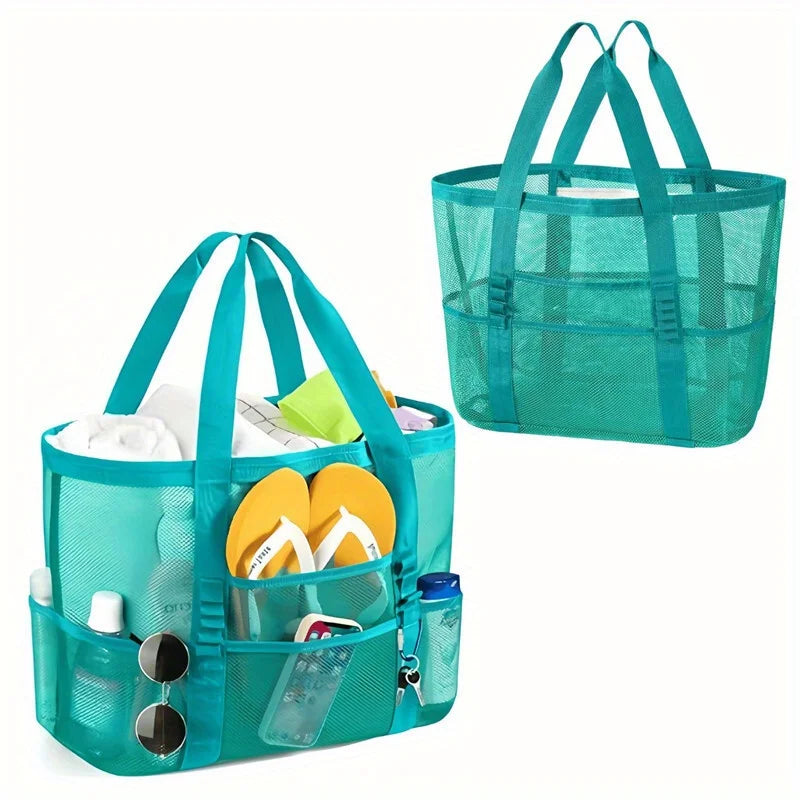 Anti-Sand Mesh Beach Bag – Multi-Pocket, Lightweight, and Breathable for the Whole Family