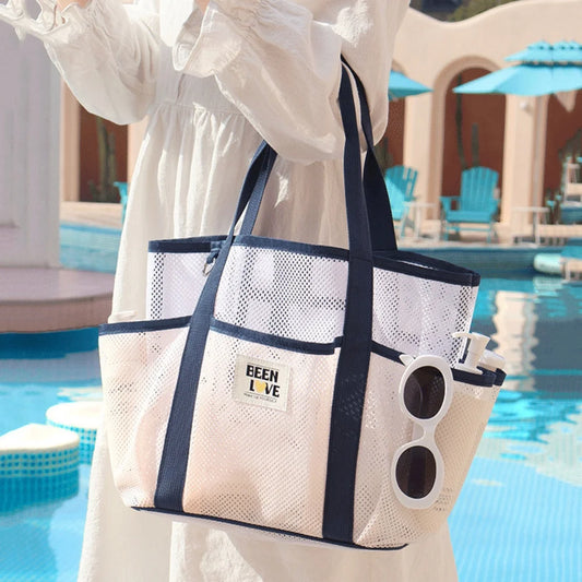 Sac de Plage et Gym en Maille – Grande Capacité, Portable, Idéal Piscine et Voyage