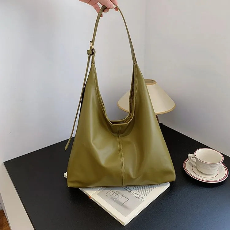 Women's Retro PU Leather Tote Bag - Large Capacity
