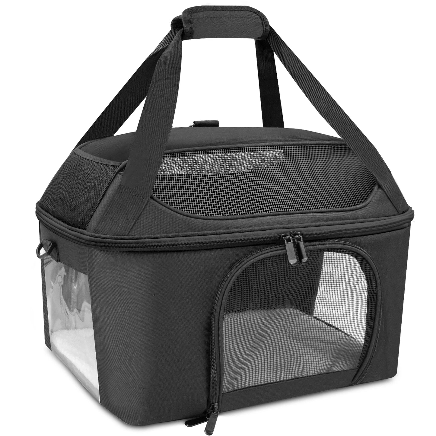 Sac à Dos Transporteur Respirant Chat & Petit Chien – Approuvé Compagnie Aérienne | Voyage & Balade | Gris & Noir