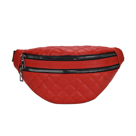 Double Compartment PU Leather Fanny Pack