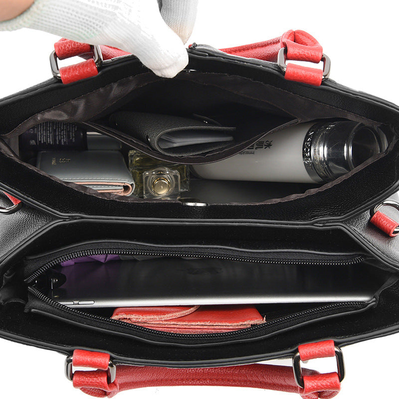 Sac à Main Femme Bicolore Grande Capacité en Cuir PU