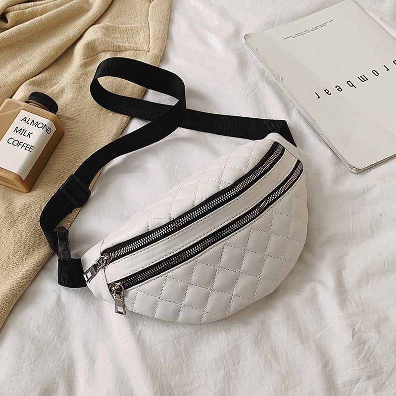 Double Compartment PU Leather Fanny Pack
