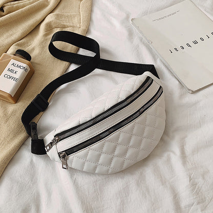 Double Compartment PU Leather Fanny Pack