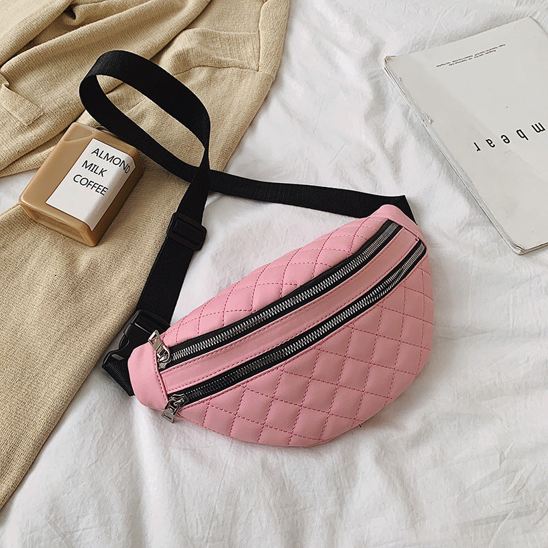 Double Compartment PU Leather Fanny Pack