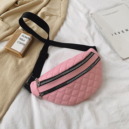 Double Compartment PU Leather Fanny Pack