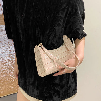 Petit Sac Baguette Femme en Cuir PU - Motif Alligator - Sac Messager Sous le Bras