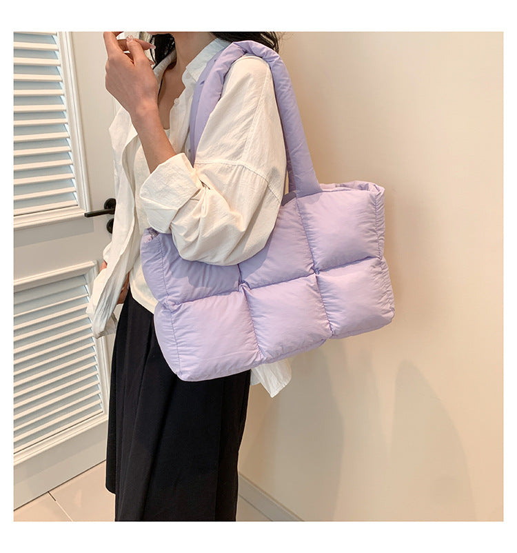 Sac Fourre-Tout Matelassé à Carreaux – Grande Capacité, Imperméable & Style Rétro