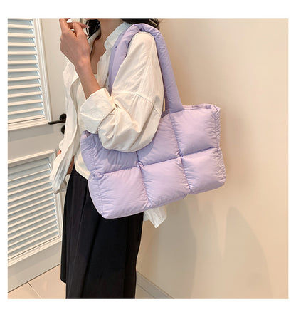 Sac Fourre-Tout Matelassé à Carreaux – Grande Capacité, Imperméable & Style Rétro