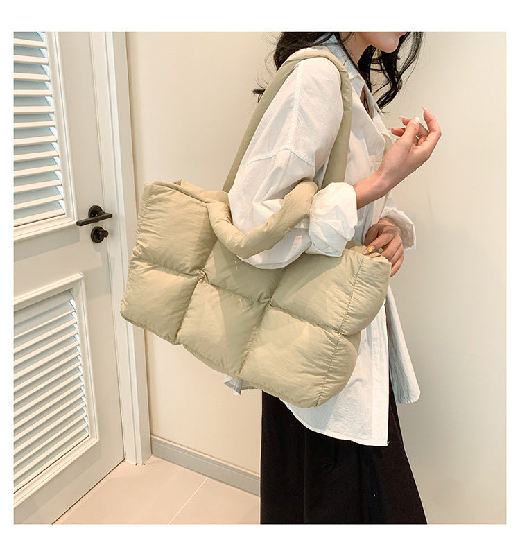 Sac Fourre-Tout Matelassé à Carreaux – Grande Capacité, Imperméable & Style Rétro