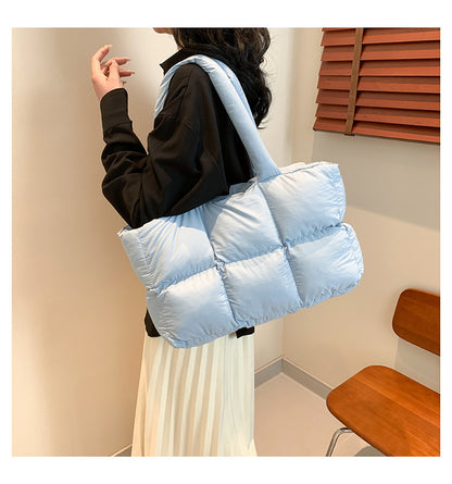 Sac Fourre-Tout Matelassé à Carreaux – Grande Capacité, Imperméable & Style Rétro