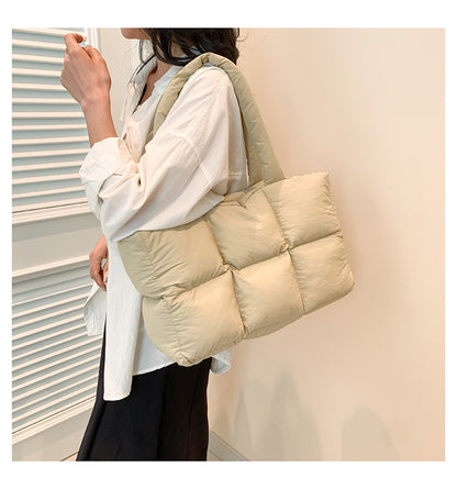 Sac Fourre-Tout Matelassé à Carreaux – Grande Capacité, Imperméable & Style Rétro