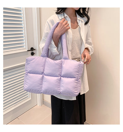Sac Fourre-Tout Matelassé à Carreaux – Grande Capacité, Imperméable & Style Rétro