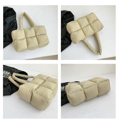 Sac Fourre-Tout Matelassé à Carreaux – Grande Capacité, Imperméable & Style Rétro