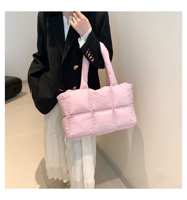 Sac Fourre-Tout Matelassé à Carreaux – Grande Capacité, Imperméable & Style Rétro