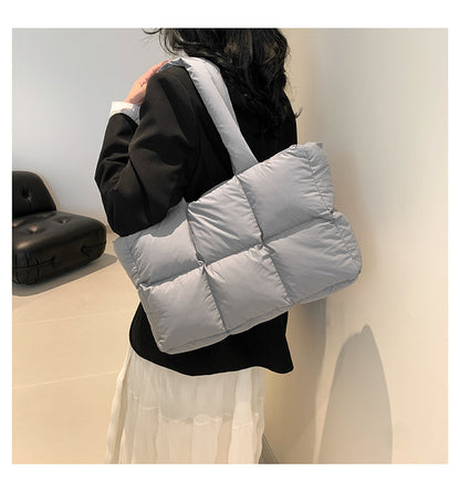 Sac Fourre-Tout Matelassé à Carreaux – Grande Capacité, Imperméable & Style Rétro