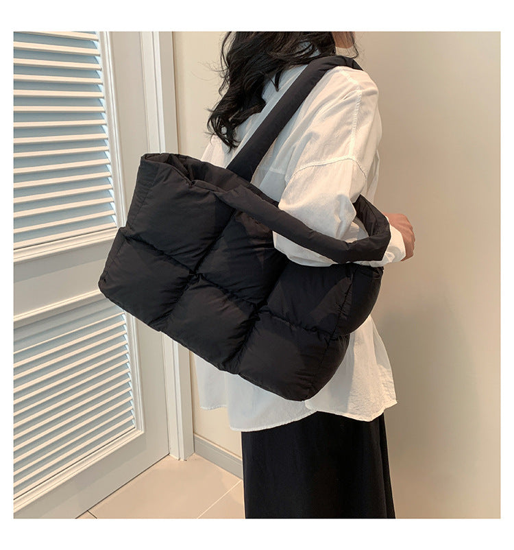 Sac Fourre-Tout Matelassé à Carreaux – Grande Capacité, Imperméable & Style Rétro
