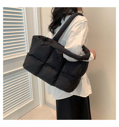 Sac Fourre-Tout Matelassé à Carreaux – Grande Capacité, Imperméable & Style Rétro