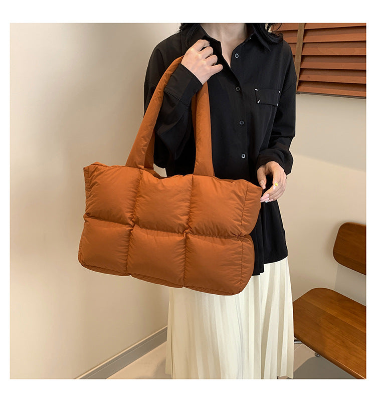 Sac Fourre-Tout Matelassé à Carreaux – Grande Capacité, Imperméable & Style Rétro
