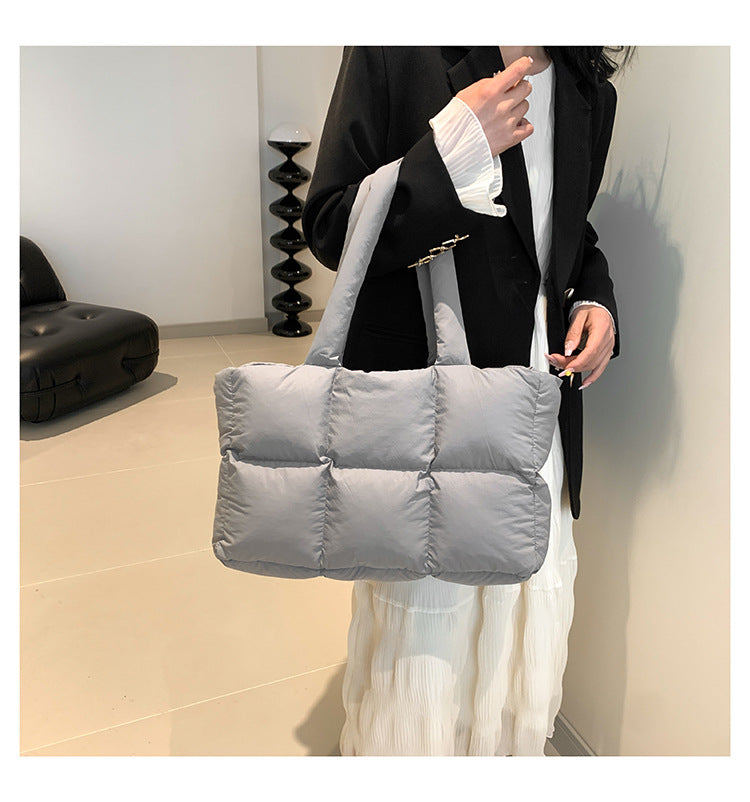 Sac Fourre-Tout Matelassé à Carreaux – Grande Capacité, Imperméable & Style Rétro