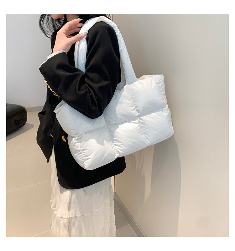 Sac Fourre-Tout Matelassé à Carreaux – Grande Capacité, Imperméable & Style Rétro