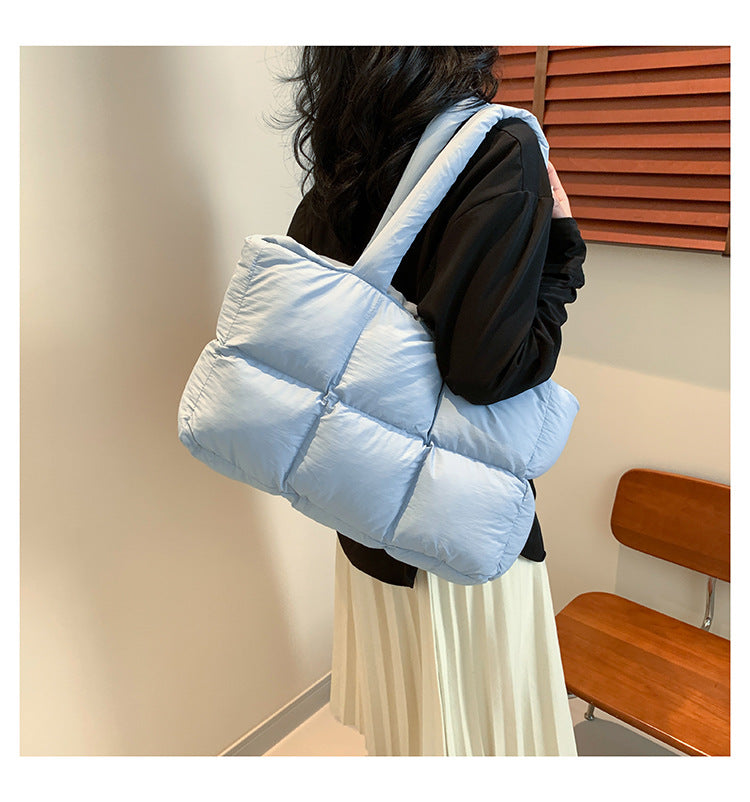 Sac Fourre-Tout Matelassé à Carreaux – Grande Capacité, Imperméable & Style Rétro