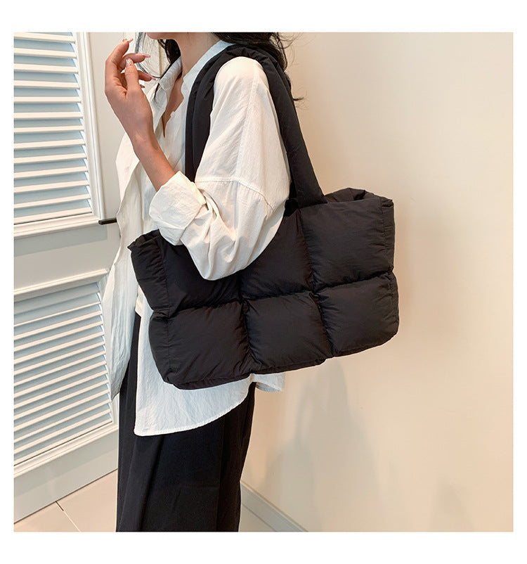 Sac Fourre-Tout Matelassé à Carreaux – Grande Capacité, Imperméable & Style Rétro