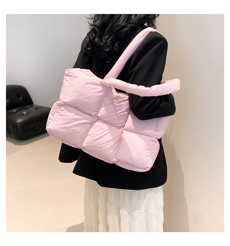 Sac Fourre-Tout Matelassé à Carreaux – Grande Capacité, Imperméable & Style Rétro
