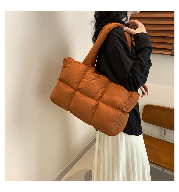 Sac Fourre-Tout Matelassé à Carreaux – Grande Capacité, Imperméable & Style Rétro