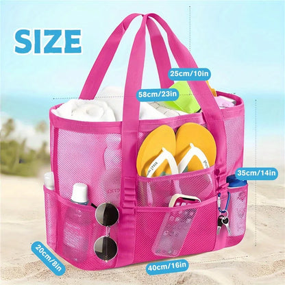 Sac de Plage Filet Anti-Sable – Multi-Poches, Léger et Respirant pour Toute la Famille