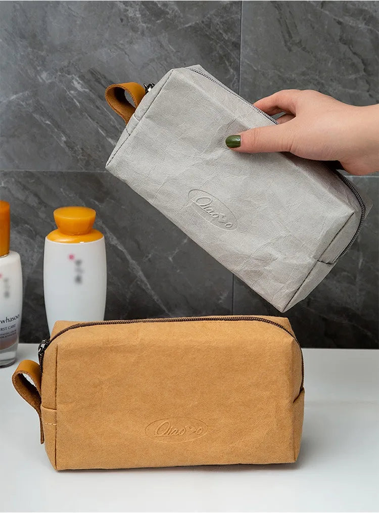 Trousse de maquillage écologique en papier kraft – Imperméable & Doublure douce