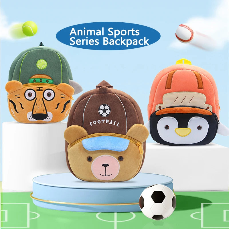 Mini Sac à Dos Peluche Enfant – Animaux Sportifs Cartoon | Fille & Garçon | 1 à 4 Ans | 9 Motifs Rigolos
