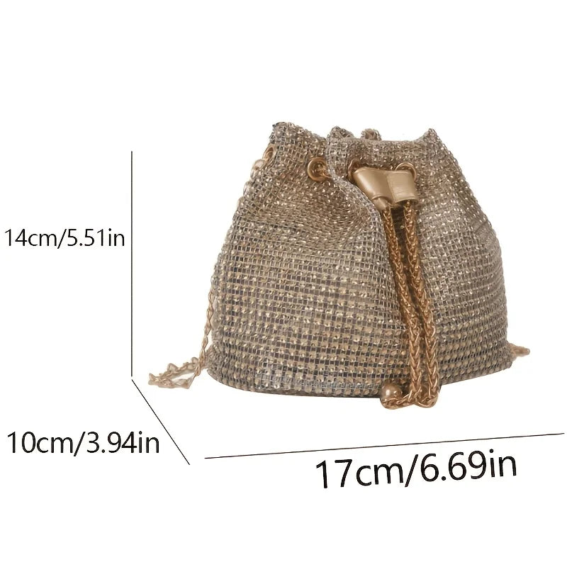 Sac Seau Femme avec Strass Scintillants - Cordon Chic - Bandoulière Polyvalente