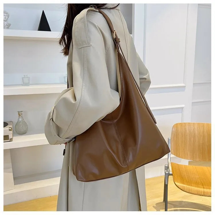 Sac Tote Rétro Femme en Cuir PU - Grande Capacité