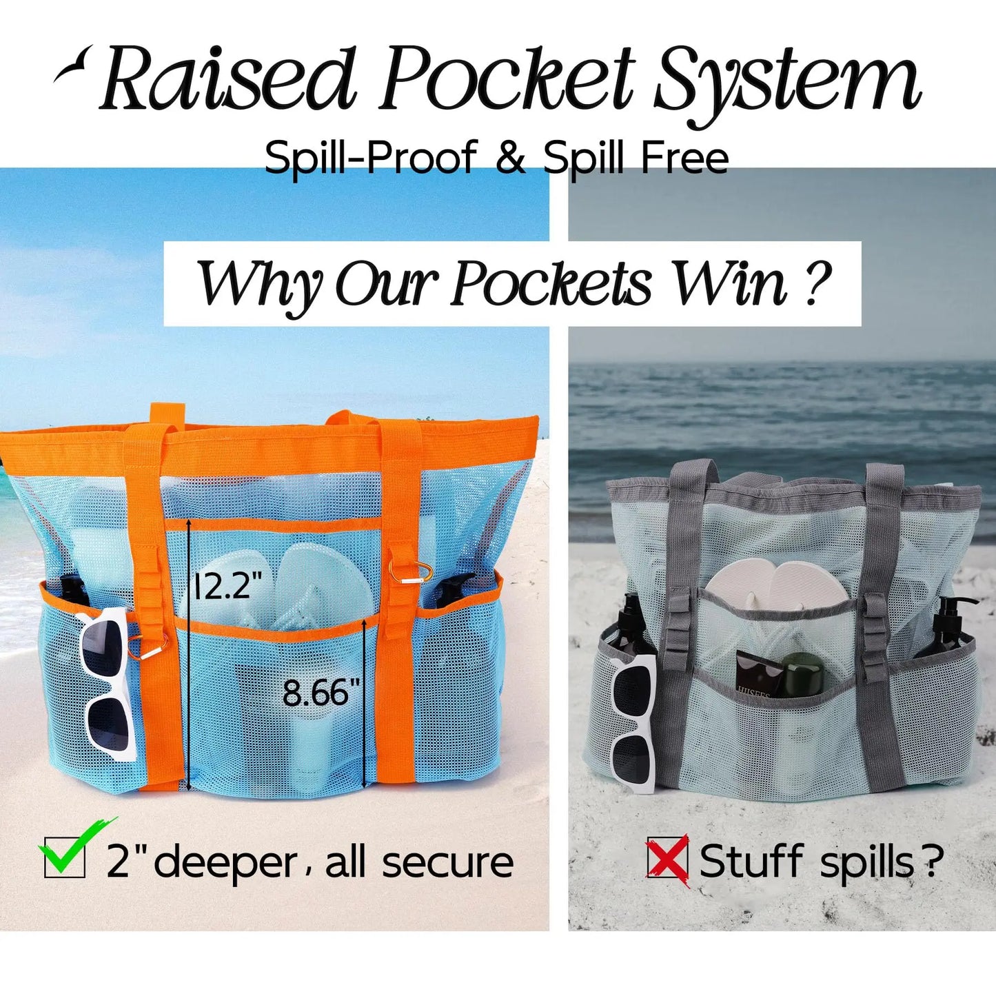 Grand Tote Bag de Plage – Pliable, Réutilisable, Idéal Piscine, Voyage et Plein Air