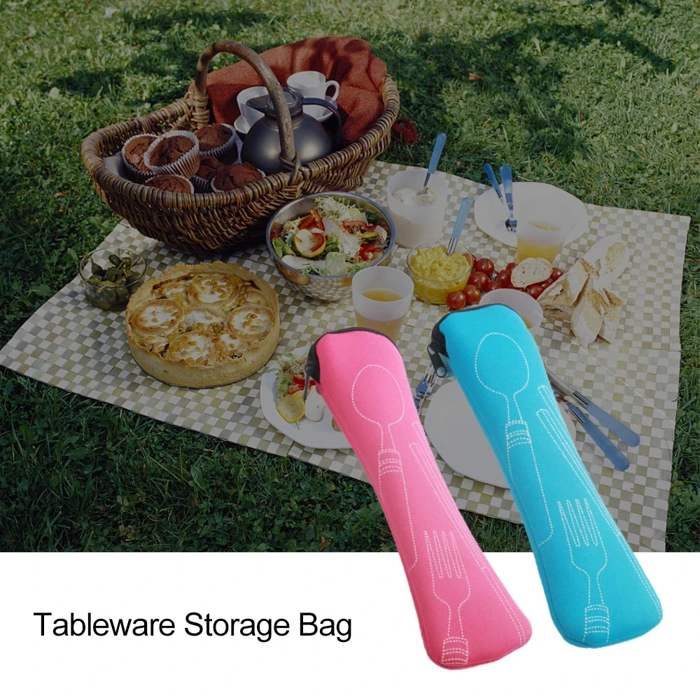 Portable Fabric Cutlery Pouch – Travel & Picnic Cutlery Storage