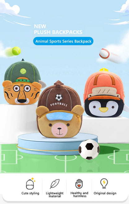 Mini Sac à Dos Peluche Enfant – Animaux Sportifs Cartoon | Fille & Garçon | 1 à 4 Ans | 9 Motifs Rigolos