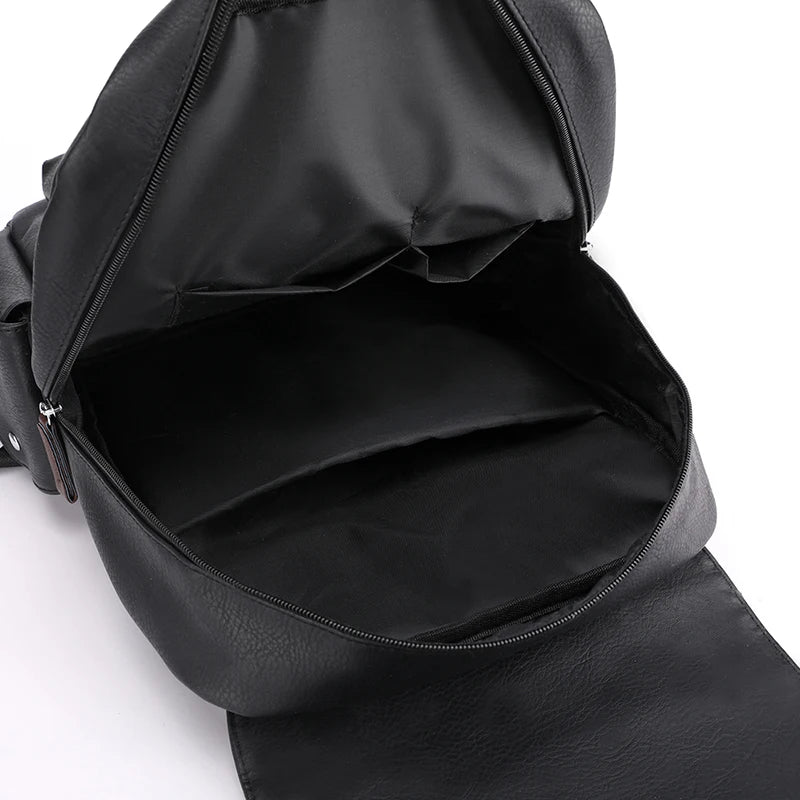 Men's PU Leather Backpack – Large Capacity, Laptop & Casual Style