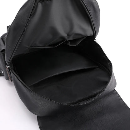 Men's PU Leather Backpack – Large Capacity, Laptop & Casual Style