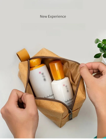 Trousse de maquillage écologique en papier kraft – Imperméable & Doublure douce