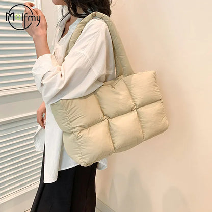 Sac Fourre-Tout Matelassé à Carreaux – Grande Capacité, Imperméable & Style Rétro