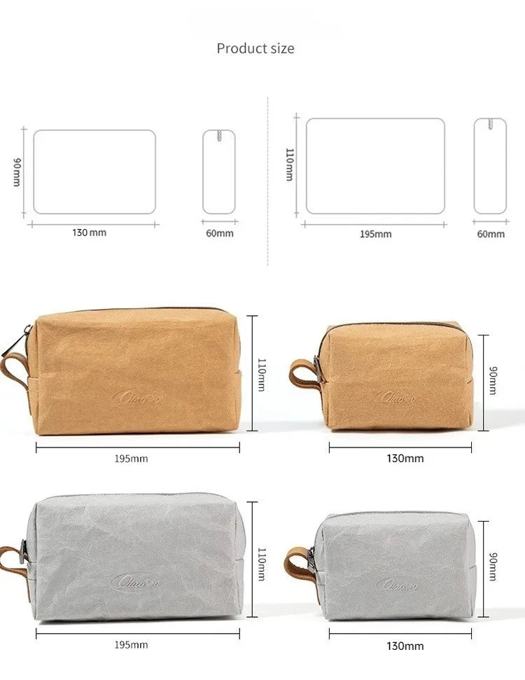 Trousse de maquillage écologique en papier kraft – Imperméable & Doublure douce
