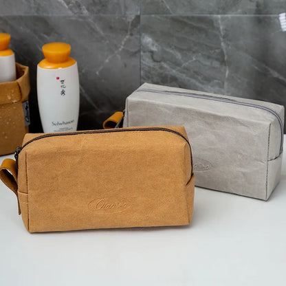 Trousse de maquillage écologique en papier kraft – Imperméable & Doublure douce