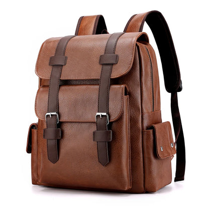 Men's PU Leather Backpack – Large Capacity, Laptop & Casual Style