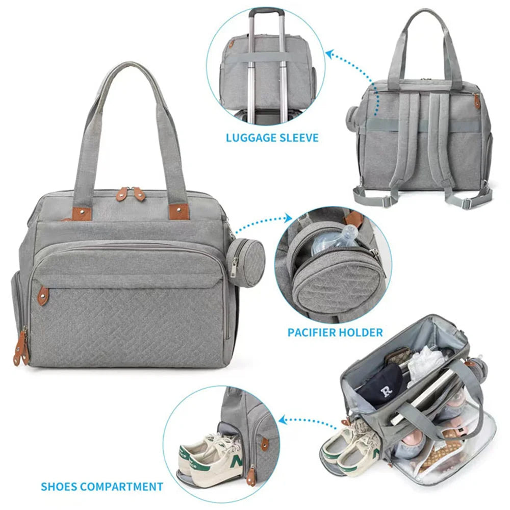 Multifunction Diaper Bag for Mom & Dad – Backpack & Shoulder Bag | Shoe Compartment | Large Capacity