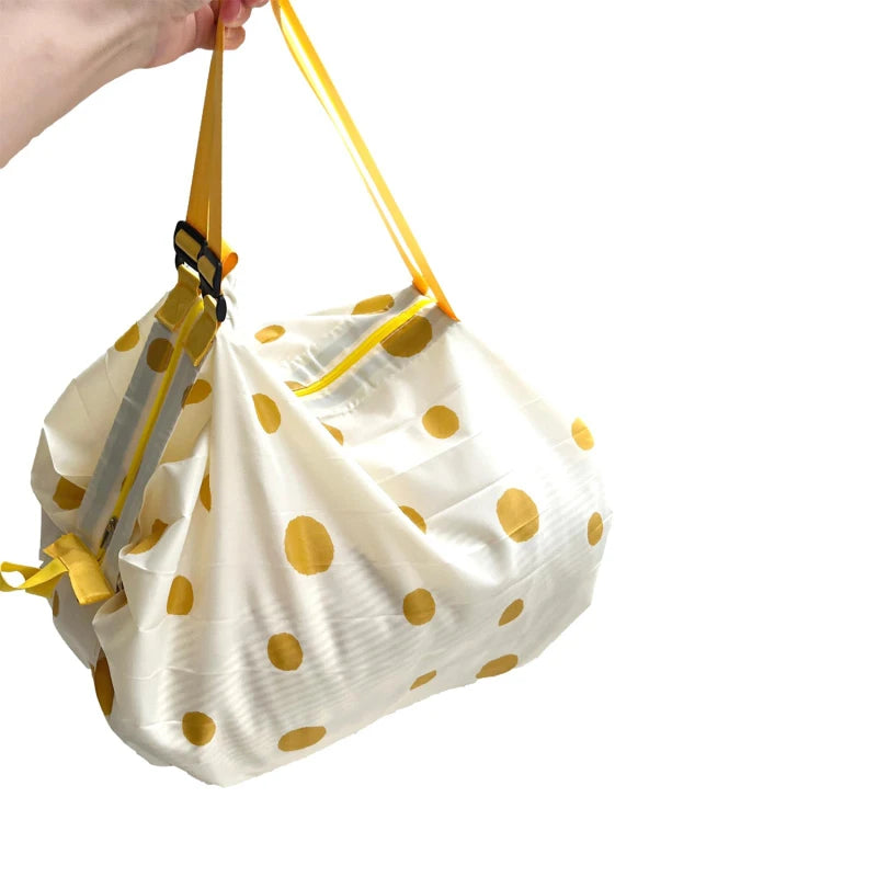 Sac Shopping Pliable Impérméable – Grande Capacité 48-64L, Rayé, Réutilisable